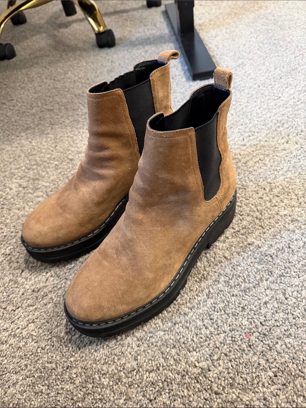 Marc Fisher Tan Suede Chelsea Platform Ankle Boots